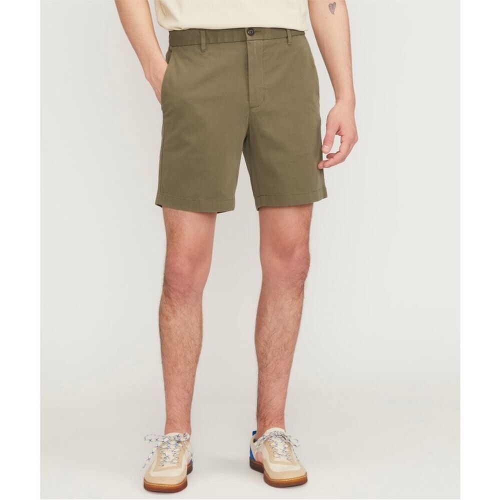 NWOT Everlane Men's The 7” Slim-Fit Performance Chino Short Size 29 Pewter Green